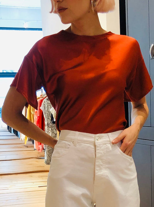 Silk Stretch T-Shirt Red