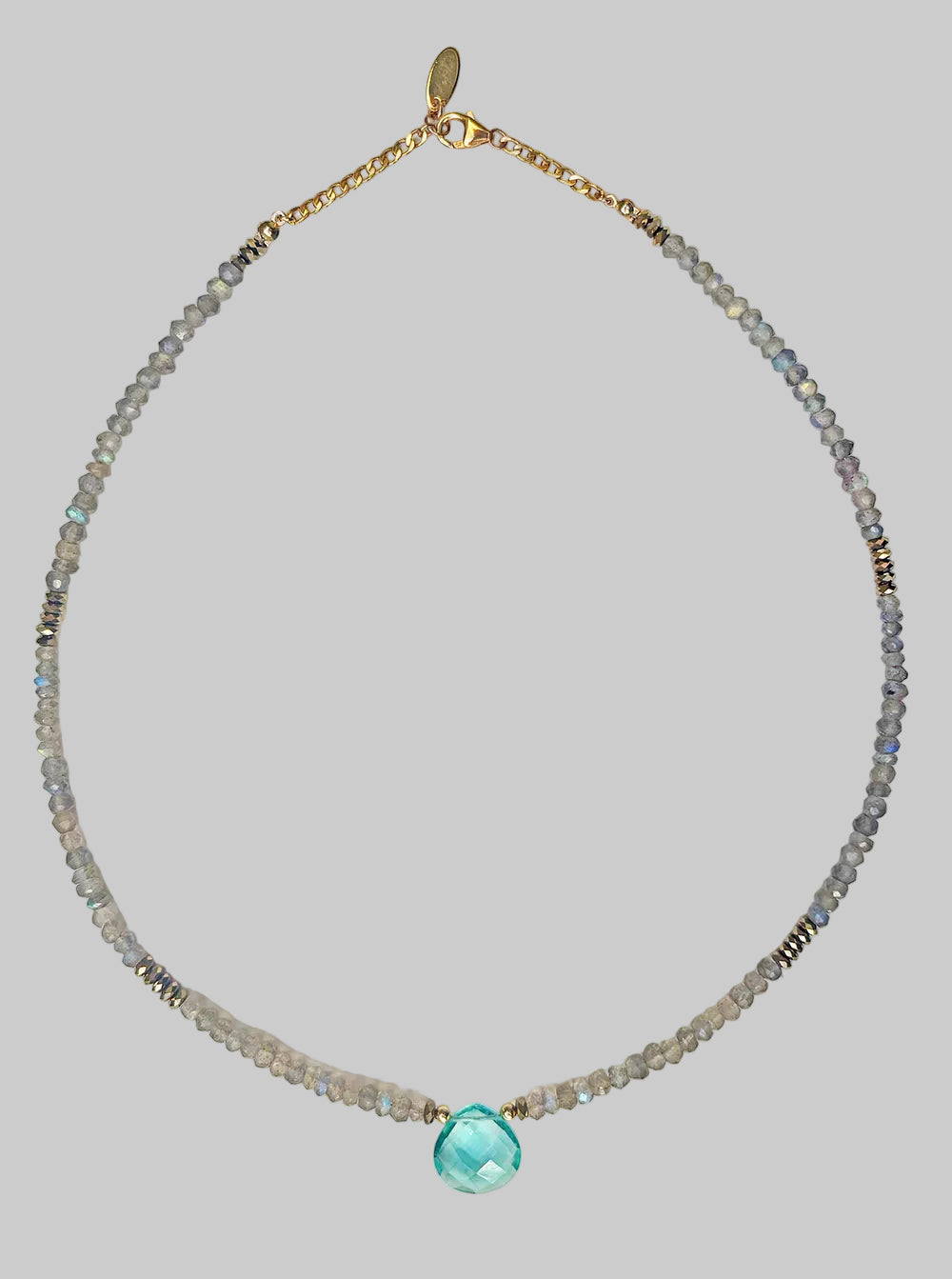 Necklace Labradorite and Aqua