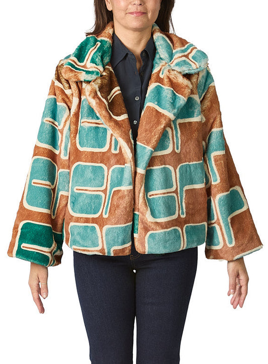 Faux Fur Jacket Printed Toffee