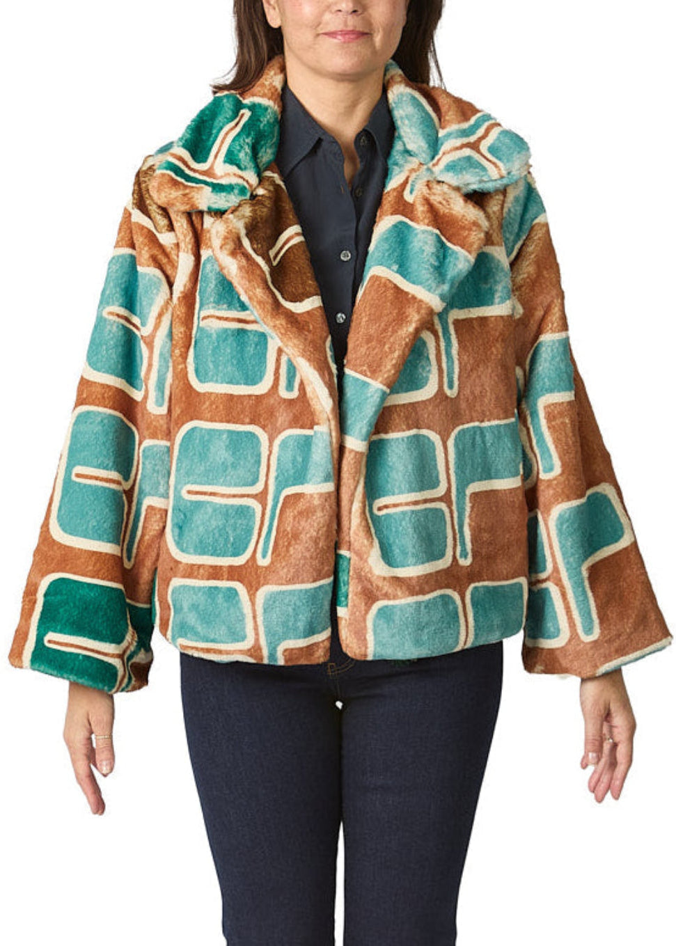 Faux Fur Jacket Printed Toffee