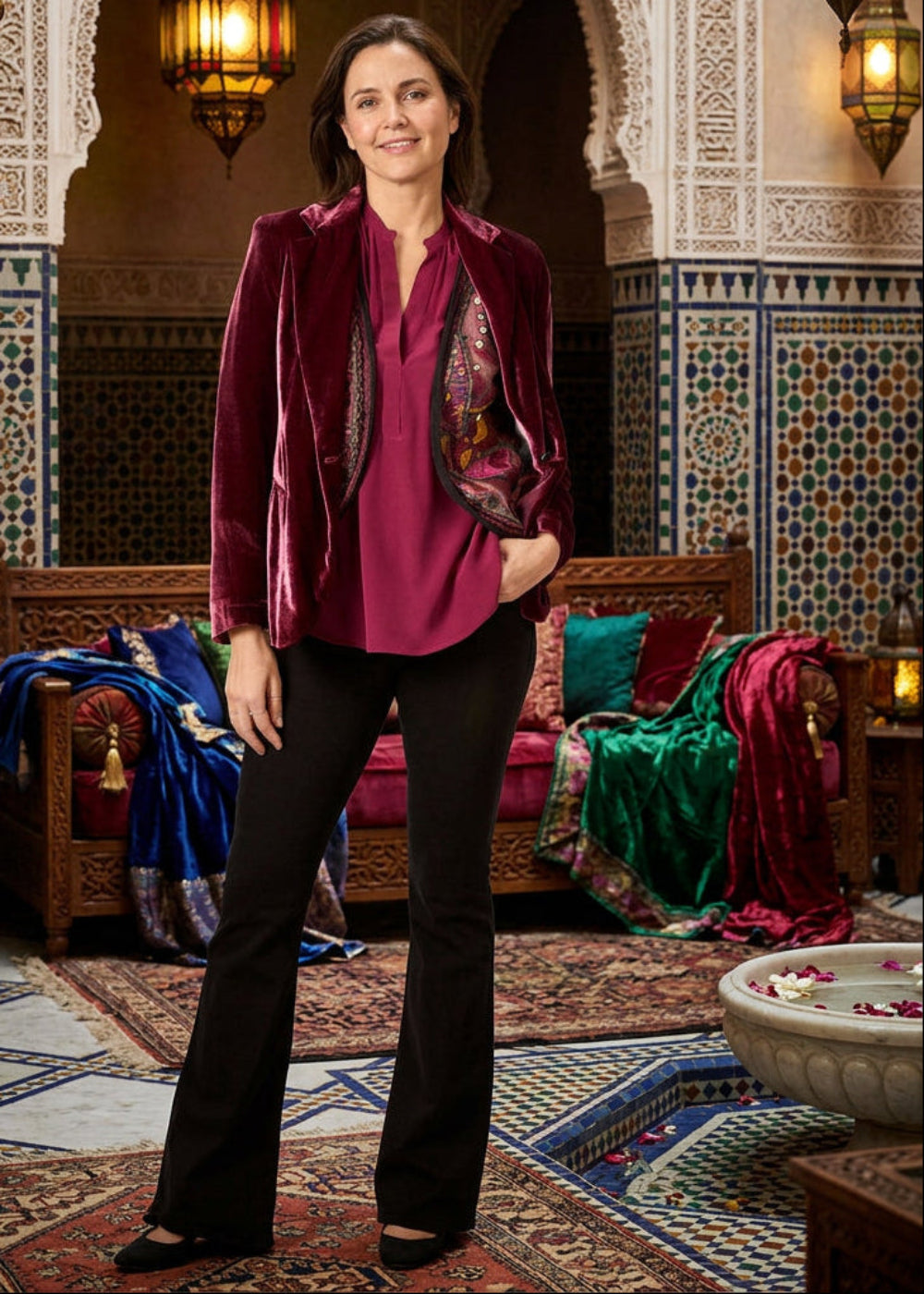 Diega Blouse, Velvet Jacket