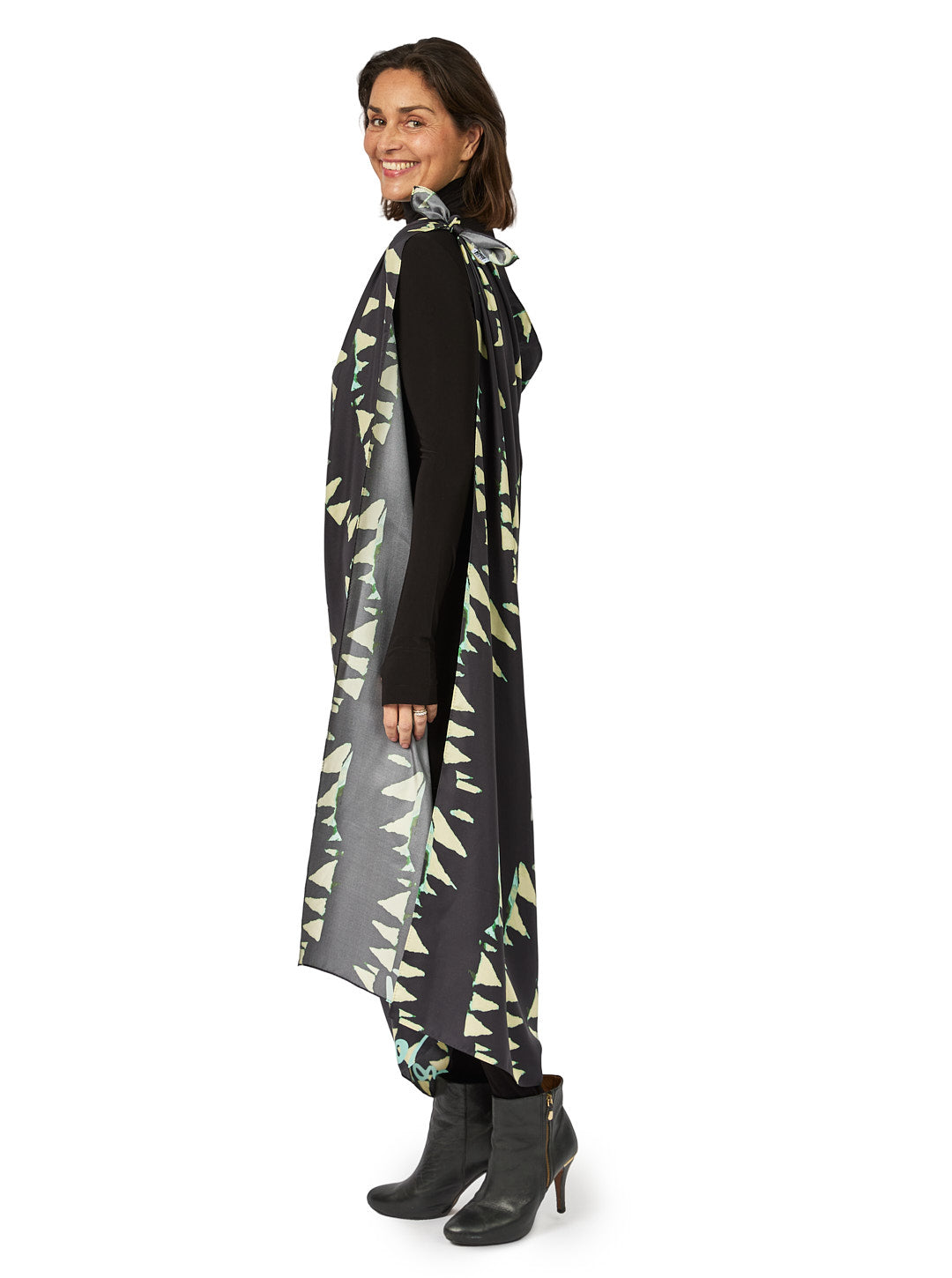 Silk Scarf Black Pop Lips