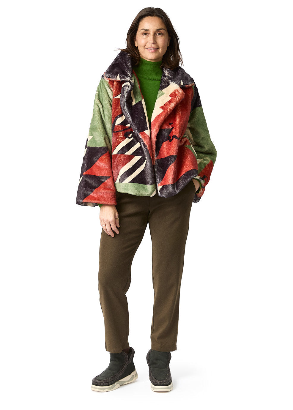 Faux Fur Aztec Coat