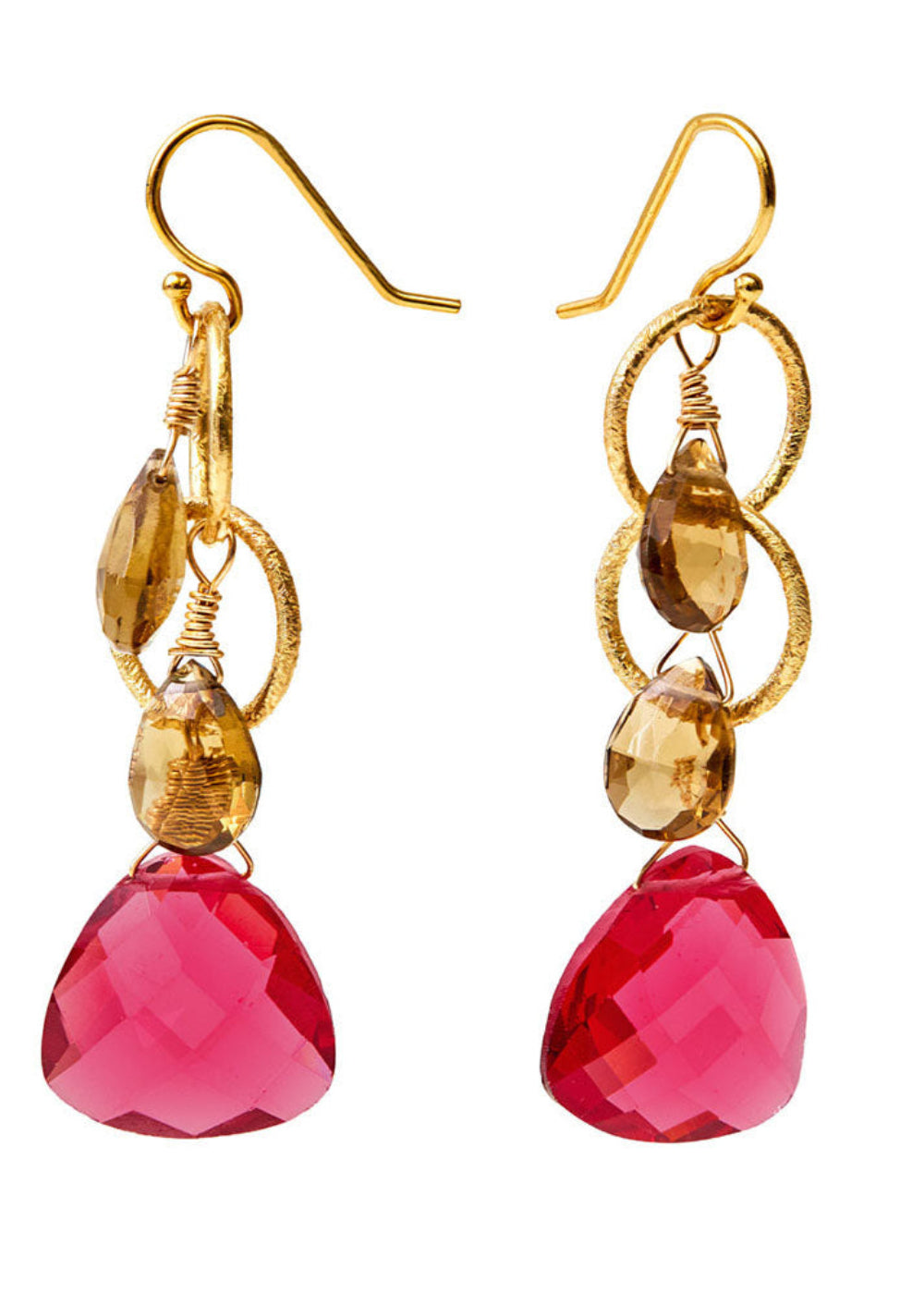 oorbellen VerDe red/whisky quartz