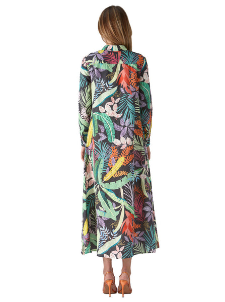 dress linen in jungle print