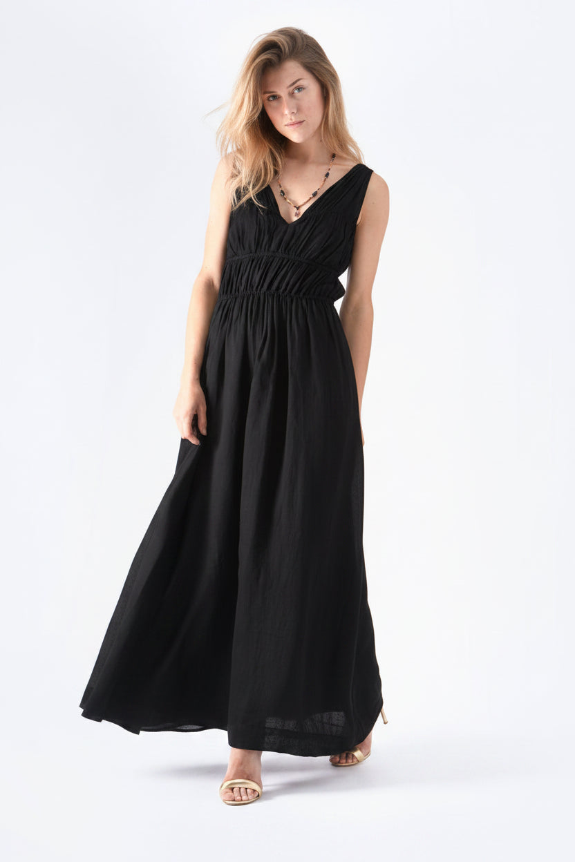 Dress Maxi Linen Black