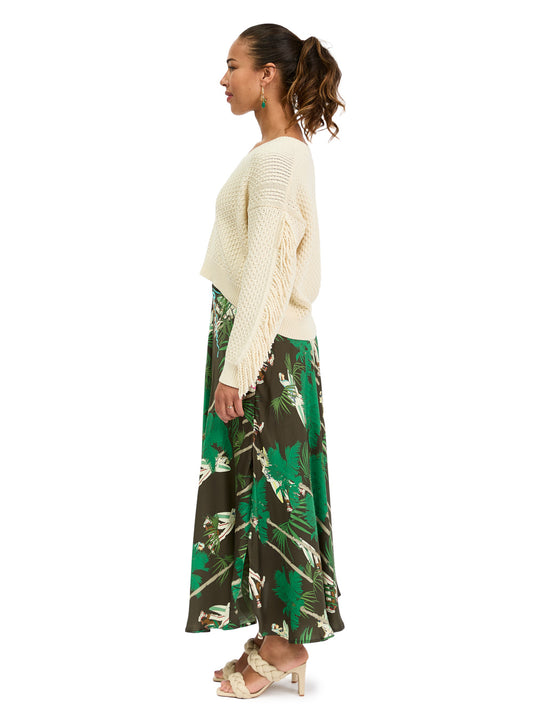 Printed Silk Midi Skirt