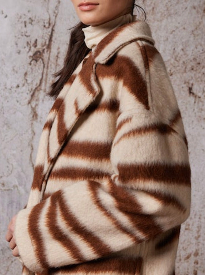 Zebra Printed Coat Caramel