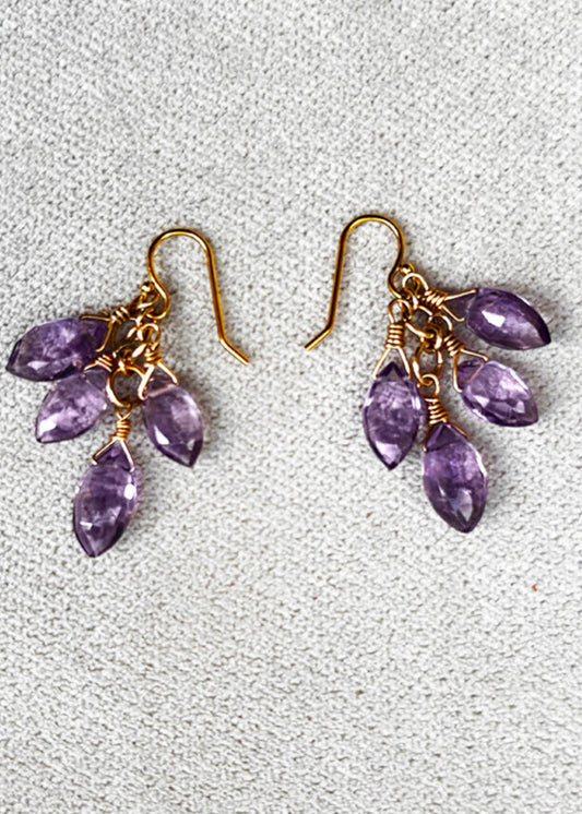 Amethyst Grapes-Drop Earrings