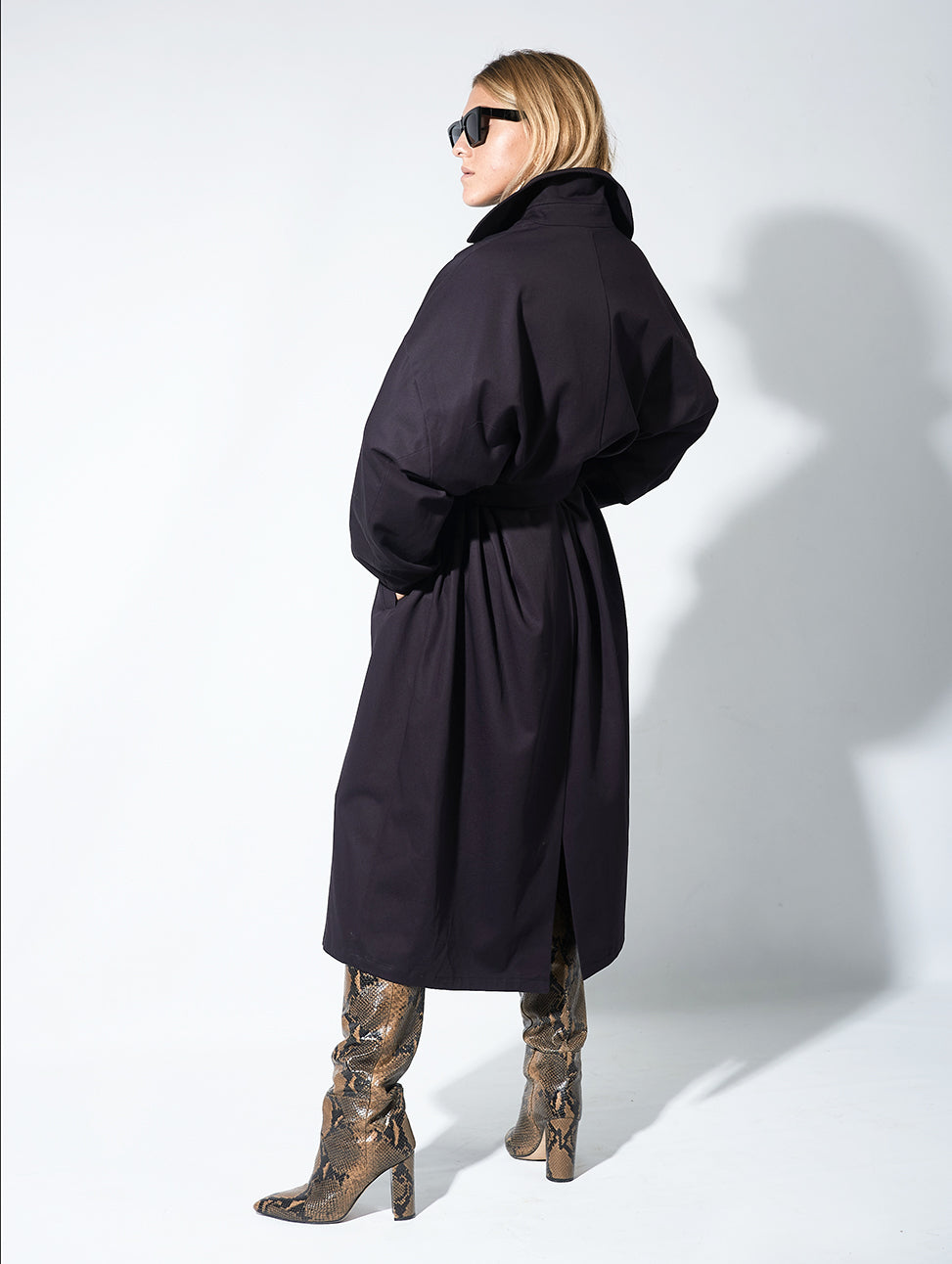 Grifoni Oversized Trench Coat Navy