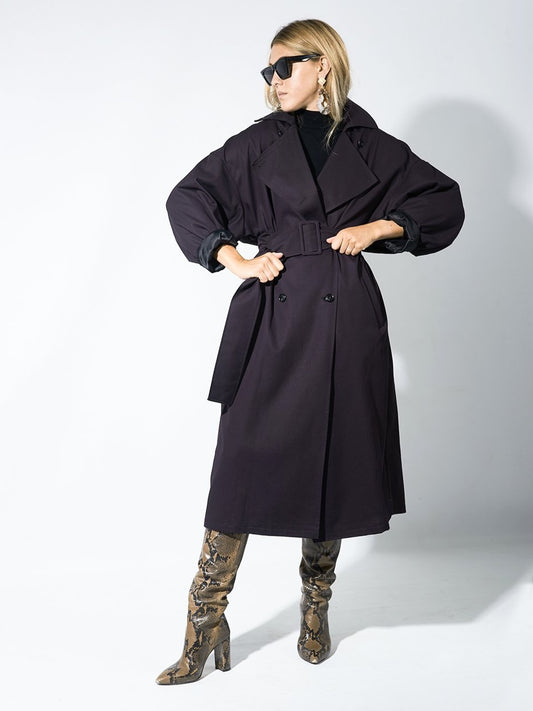 Gaberdine Black Trench-Coat