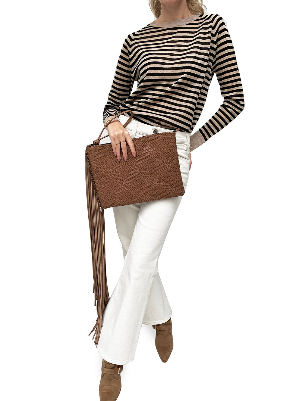 leather clutch with fringes