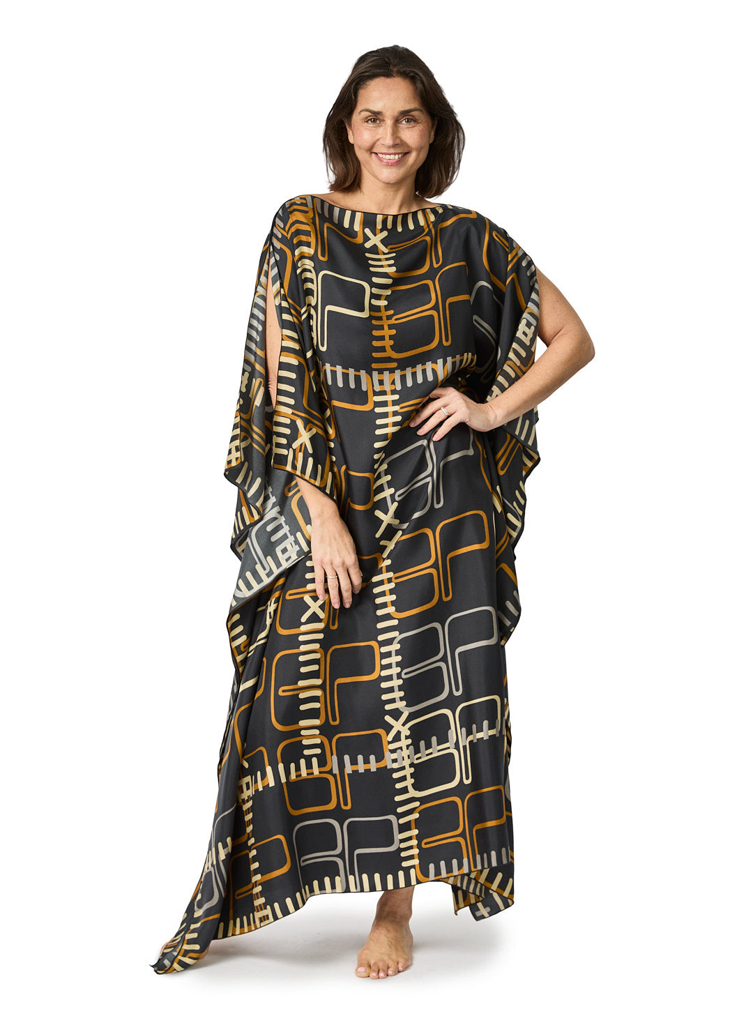 Kaftan zijde monogram