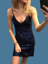 Load image into Gallery viewer, Sequin Slip Dress Midnight