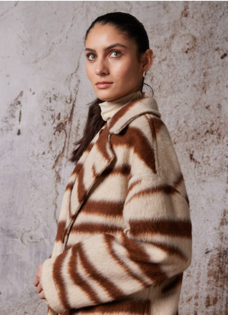 Zebra Printed Coat Caramel