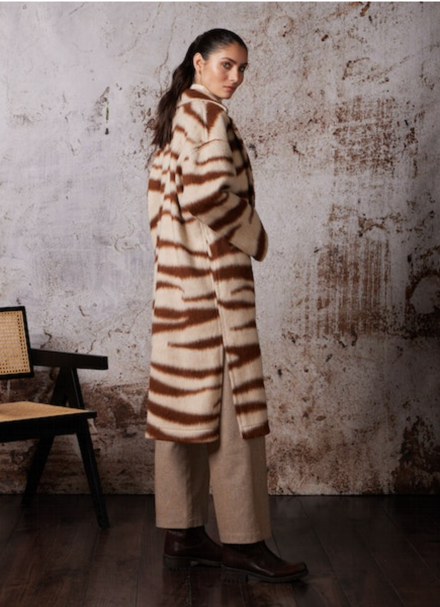 Zebra Printed Coat Caramel