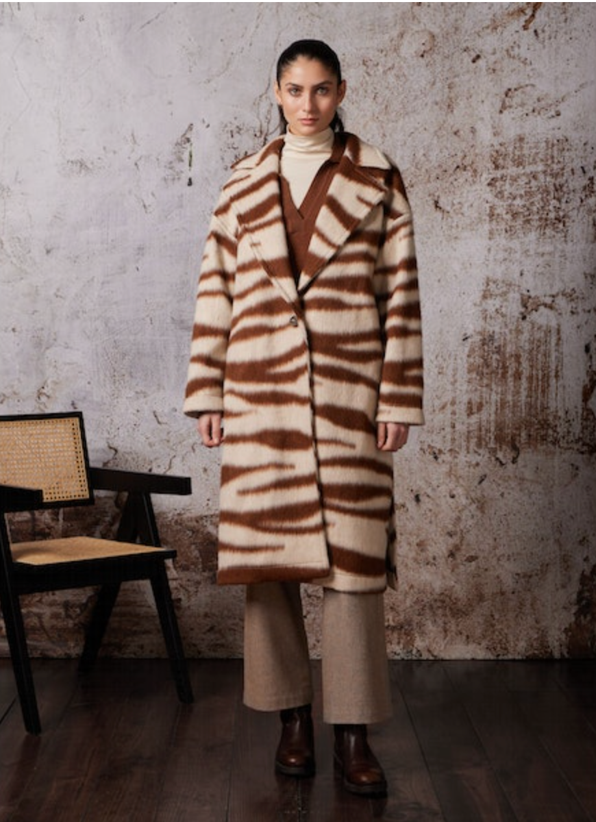 Zebra Printed Coat Caramel