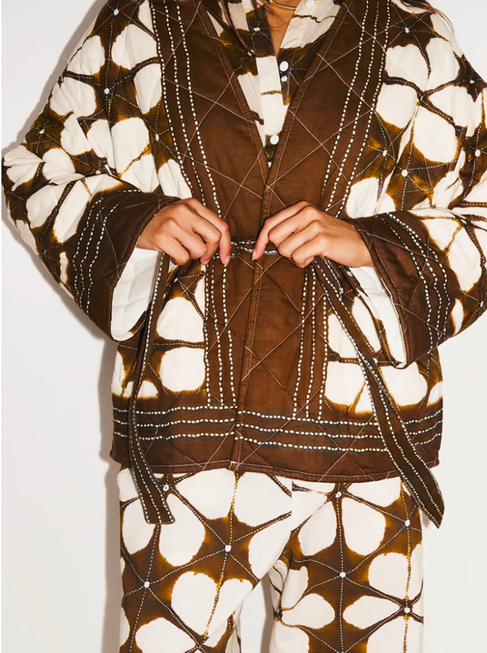 Printed Brown Kimono Jacket