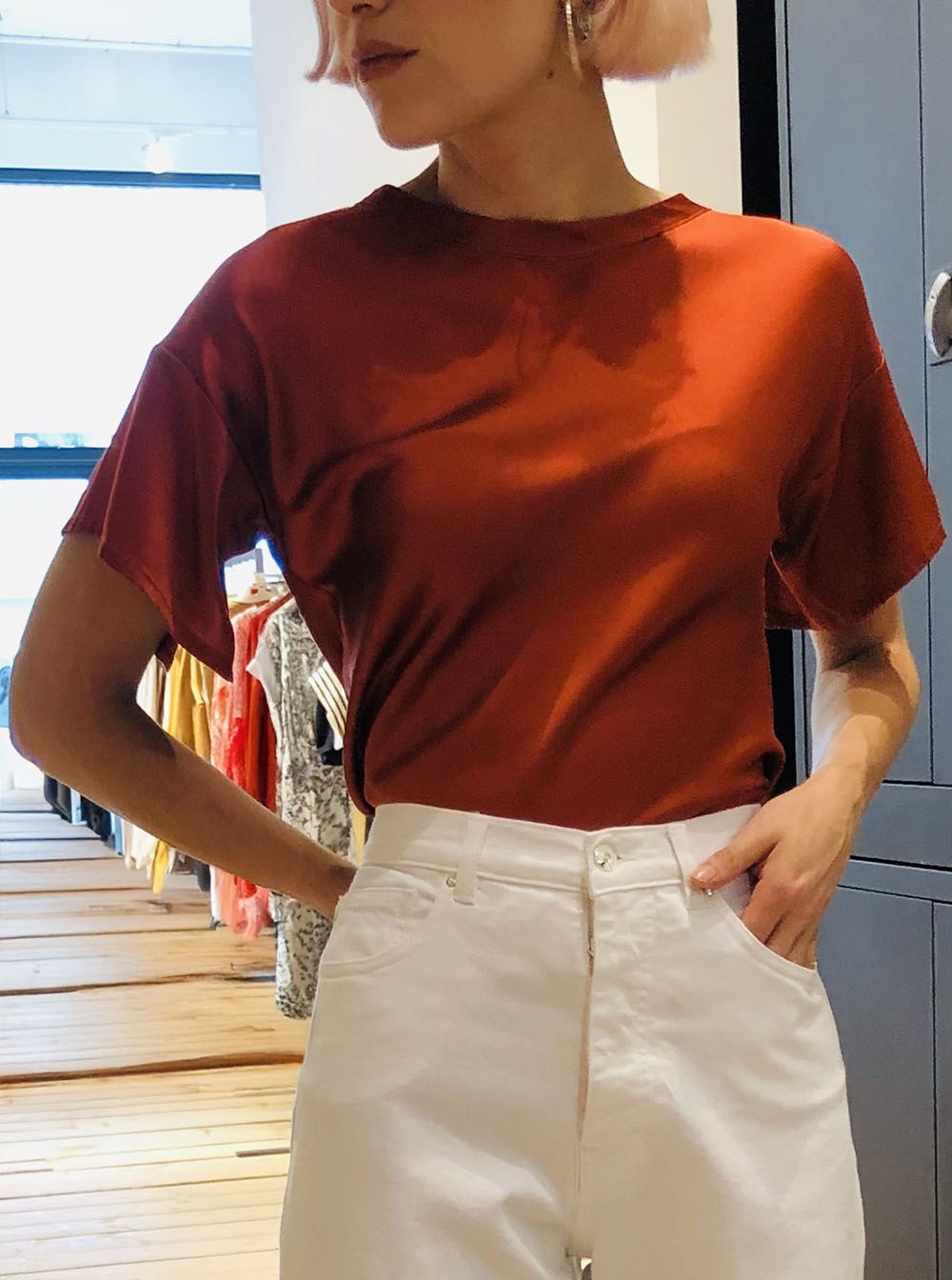 Silk Stretch T-Shirt Red