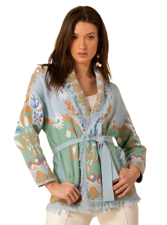Intarsia Knitted Boho Cardigan