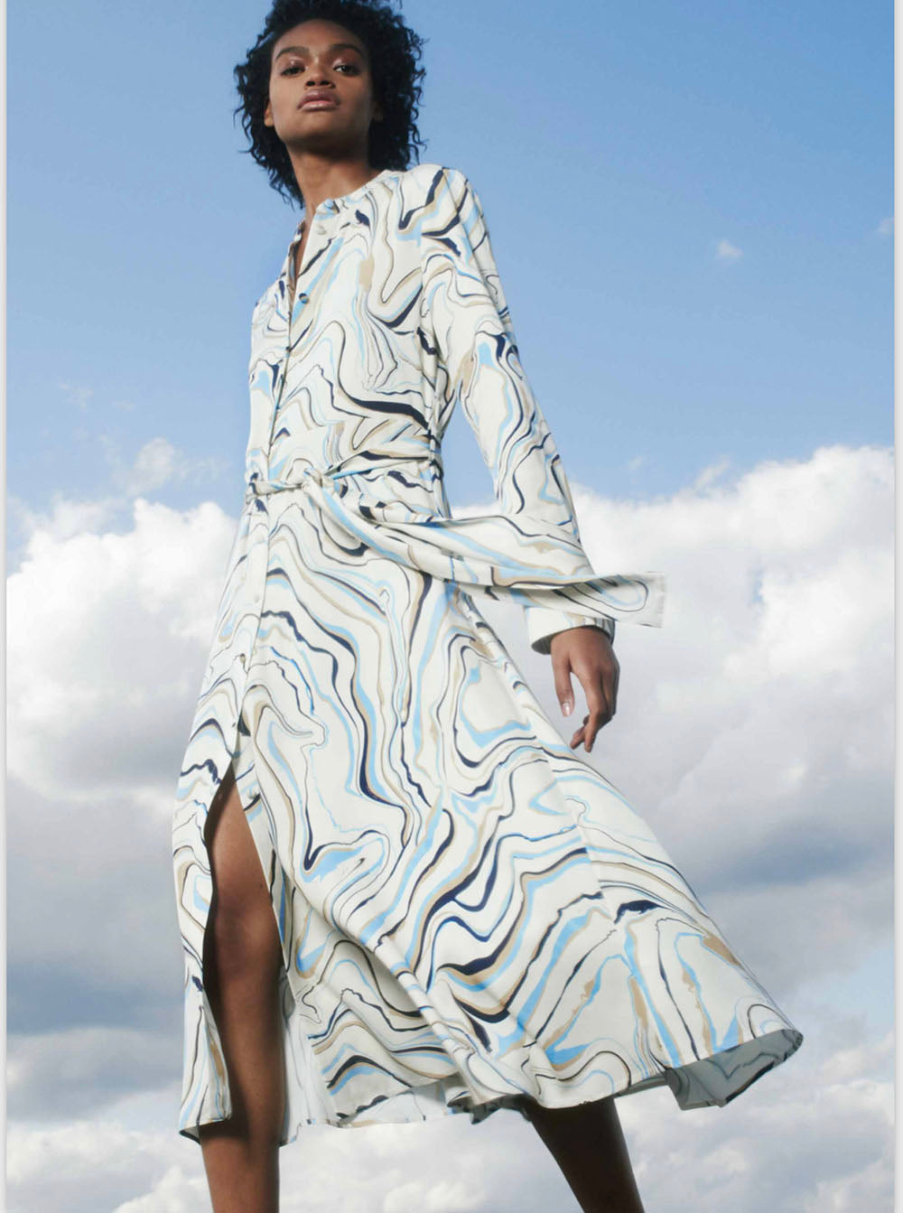 Marble Print Midi Skirt