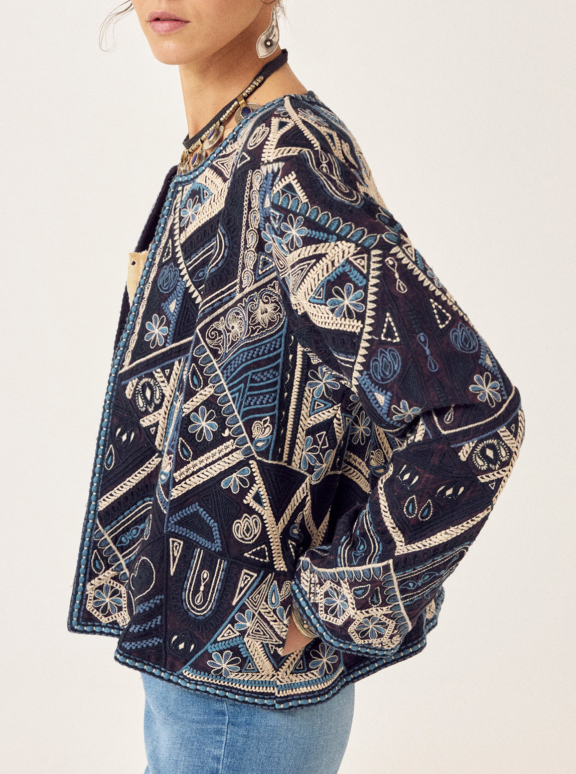 Embroidered Jacket Indigo