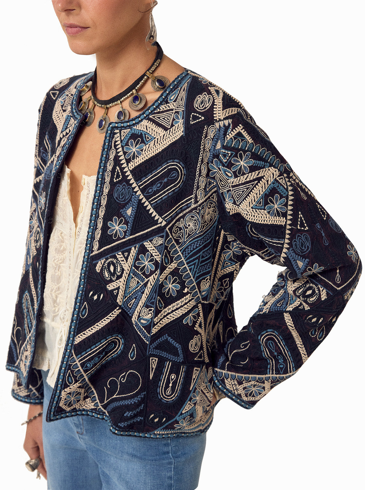 Embroidered Jacket Indigo