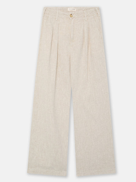 Long Linen Creme Trousers