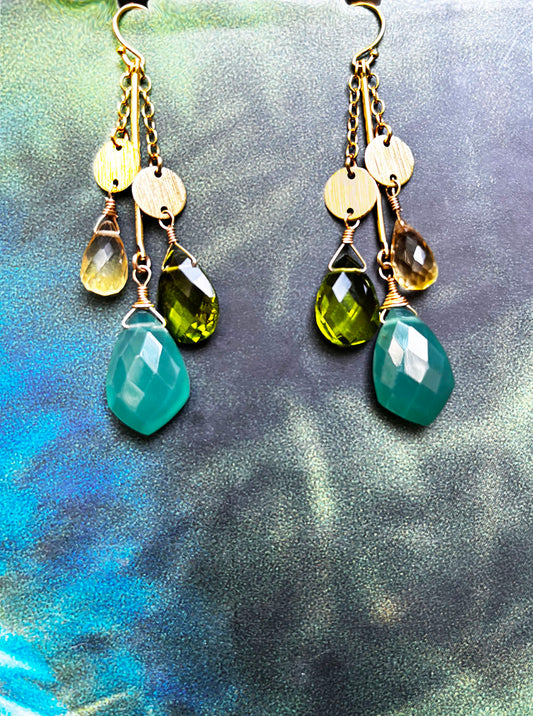 Bohemian Style Green Earrings