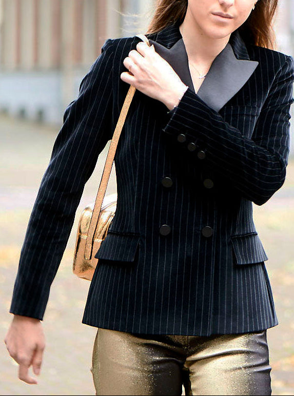 Pinstripe Velvet Smoking Jacket