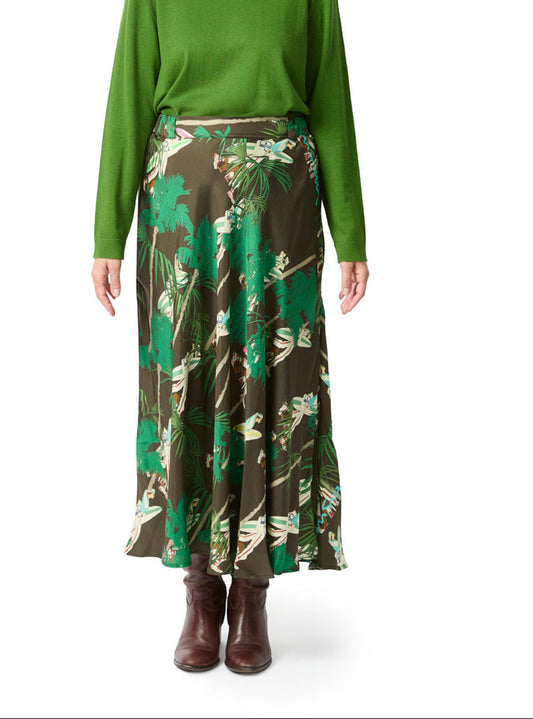 Printed Silk Midi Skirt