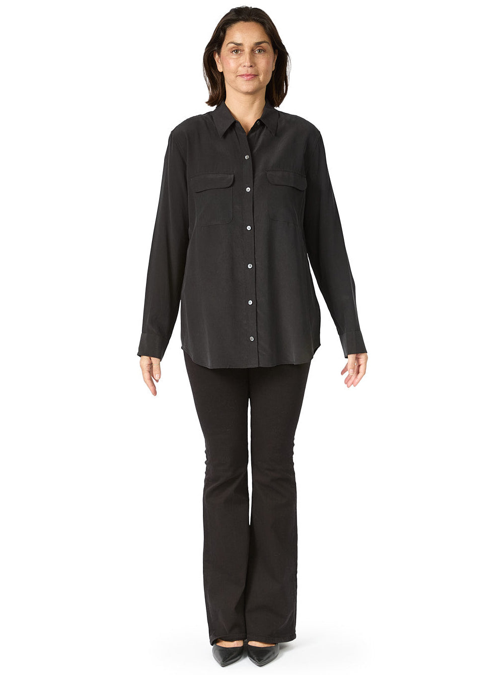 Equipment-Black-Silk-Shirt