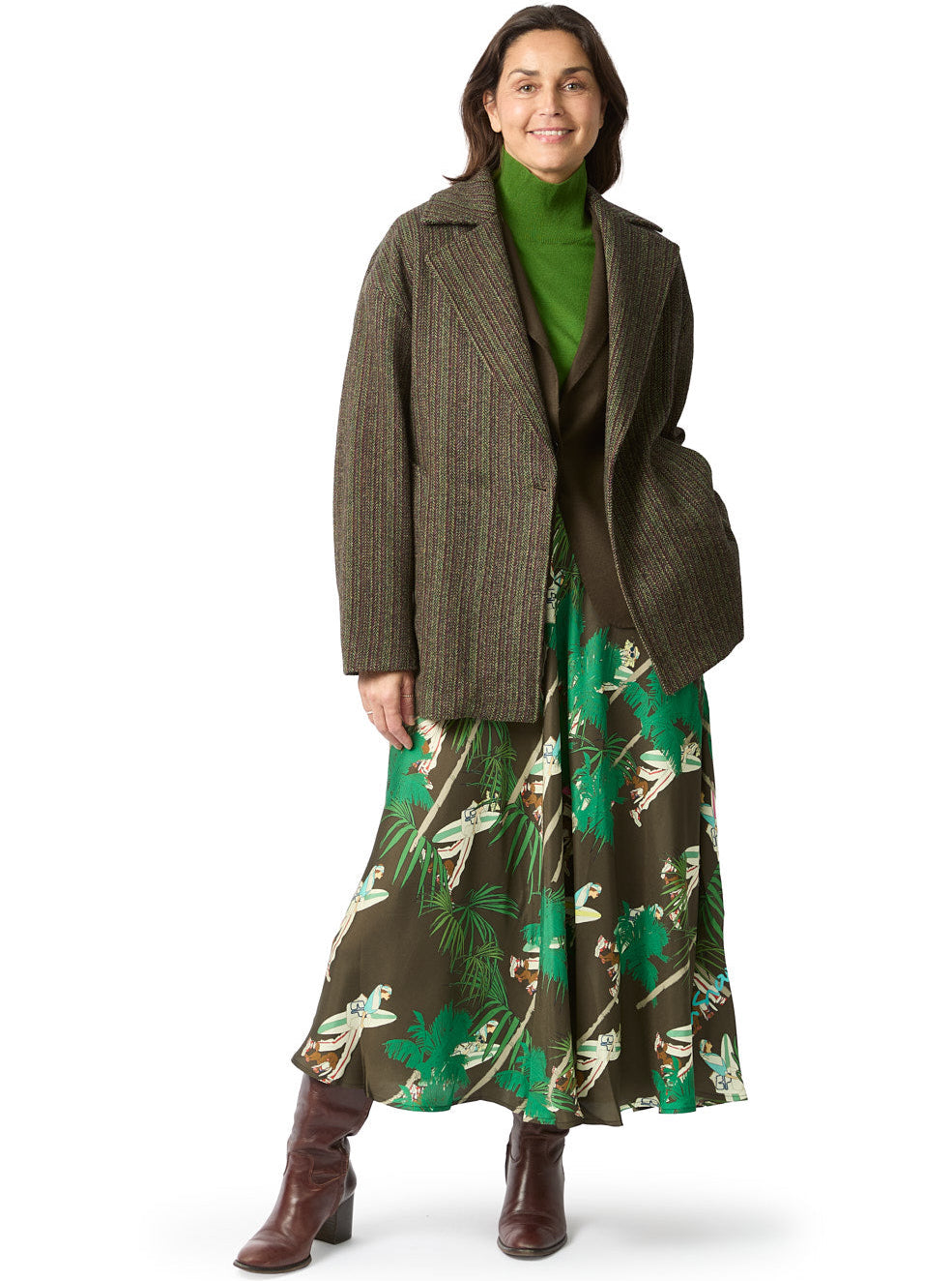 Printed Silk Midi Skirt