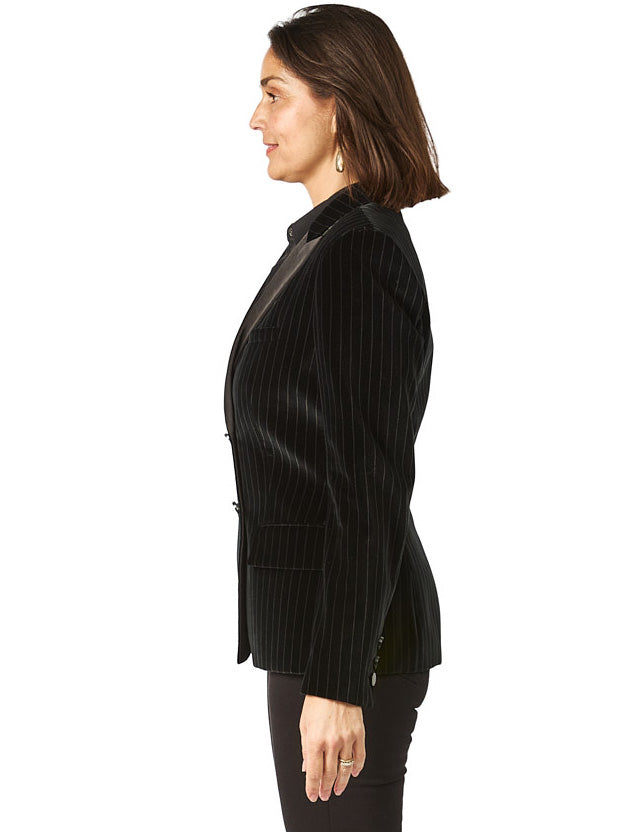 Pinstripe Velvet Smoking Jacket