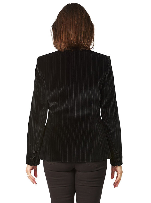 Pinstripe Velvet Smoking Jacket