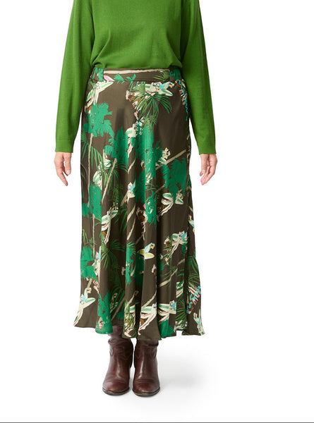 Printed Silk Midi Skirt