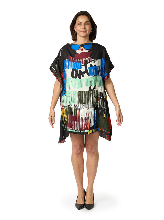 Pop Art Black Short Caftan