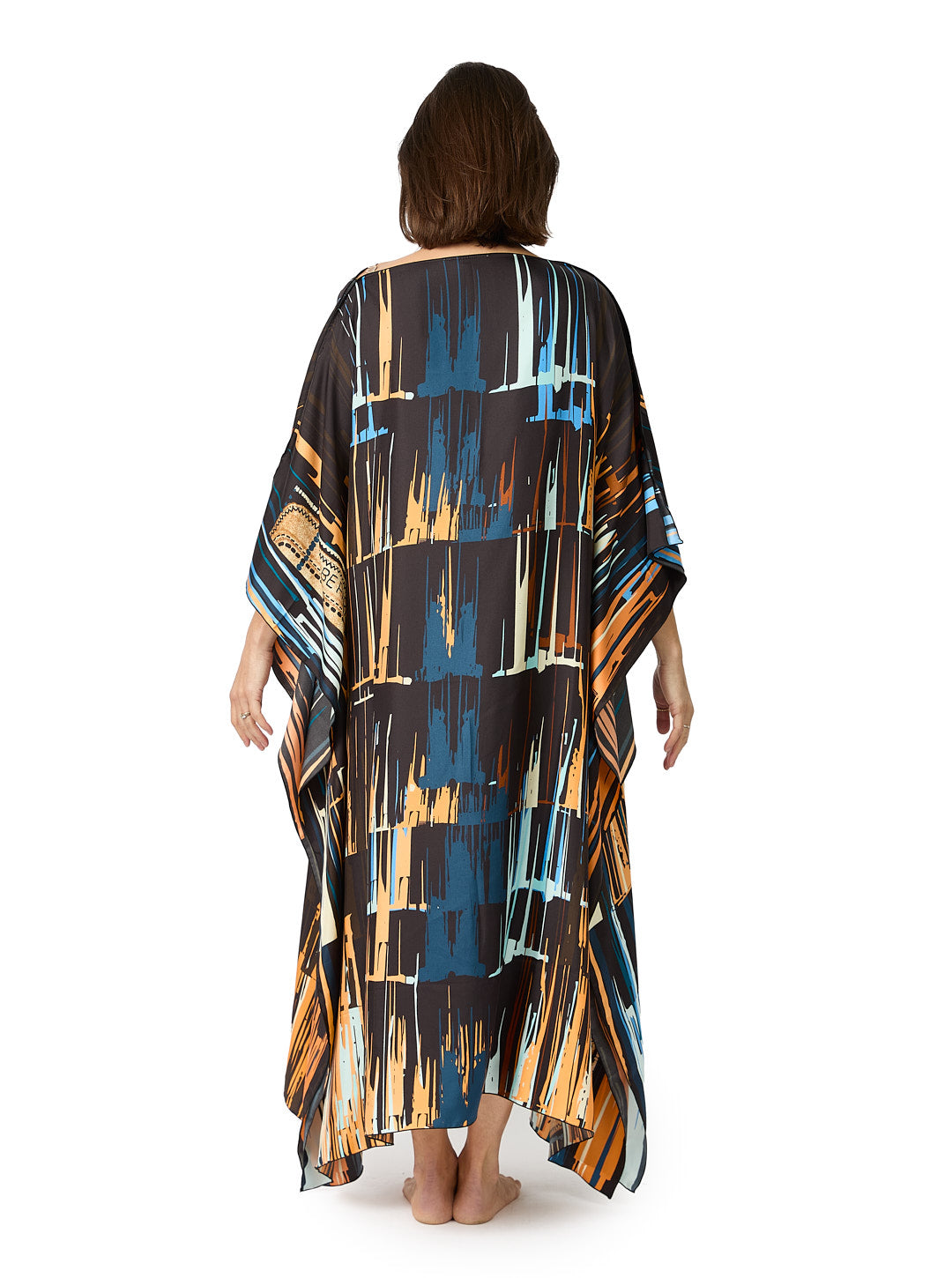 Long Graphic Silk Caftan