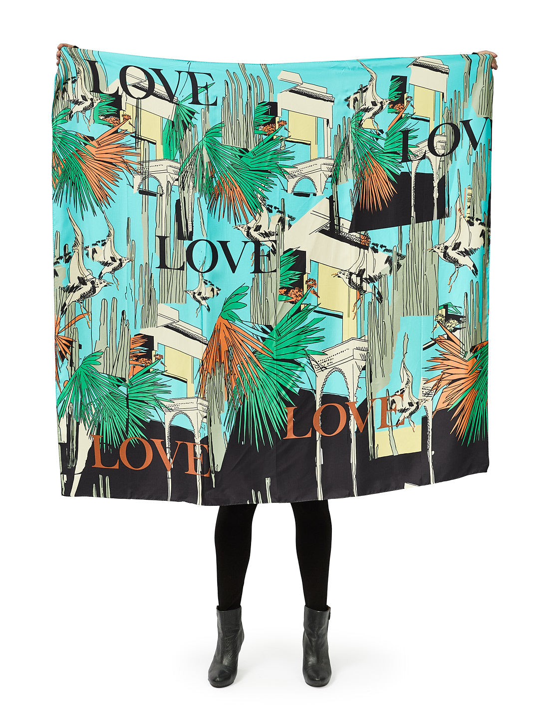 Aqua remix Silk Scarf