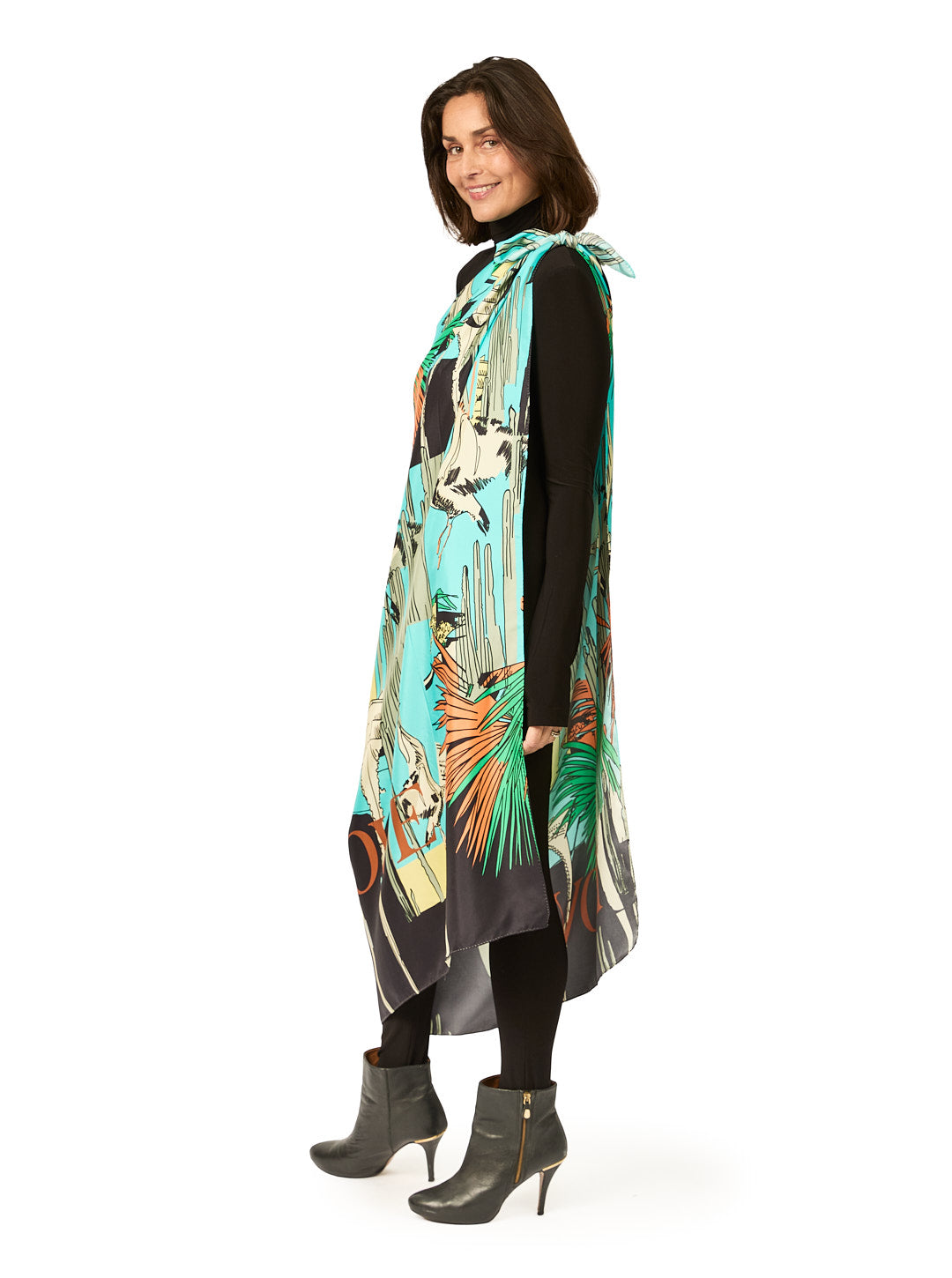 Aqua remix Silk Scarf