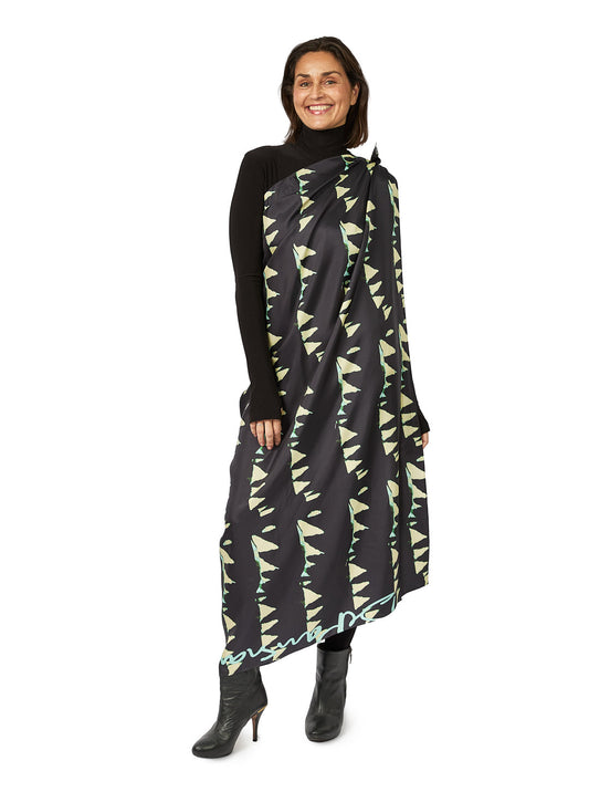 Printed Silk Raw Scarf