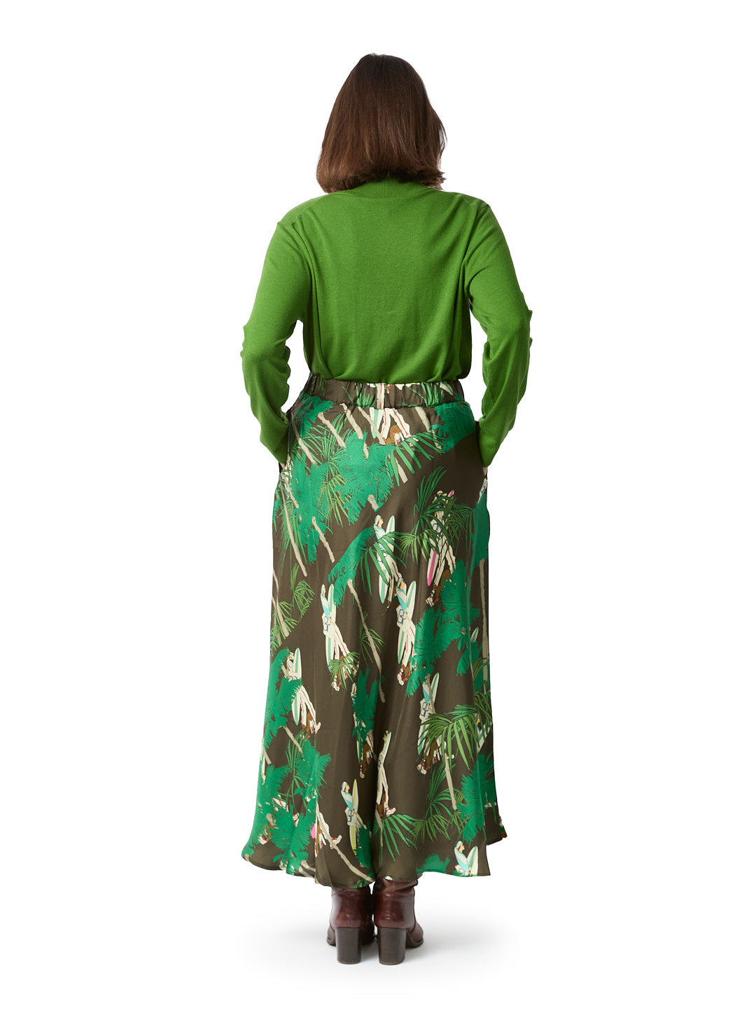 Printed Silk Midi Skirt