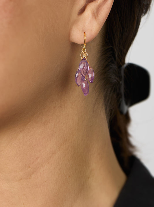 Amethyst Grapes-Drop Earrings