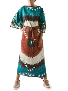 kaftan silk feather