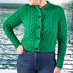 cardigan in forrest green