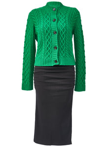 cardigan in forrest green