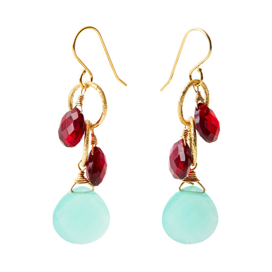 Chalcedony and Garnet Earrings