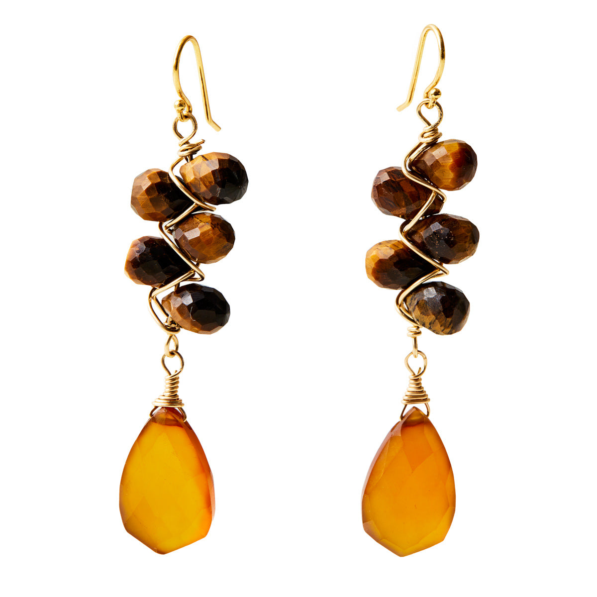 Earrings drop tiger-eye