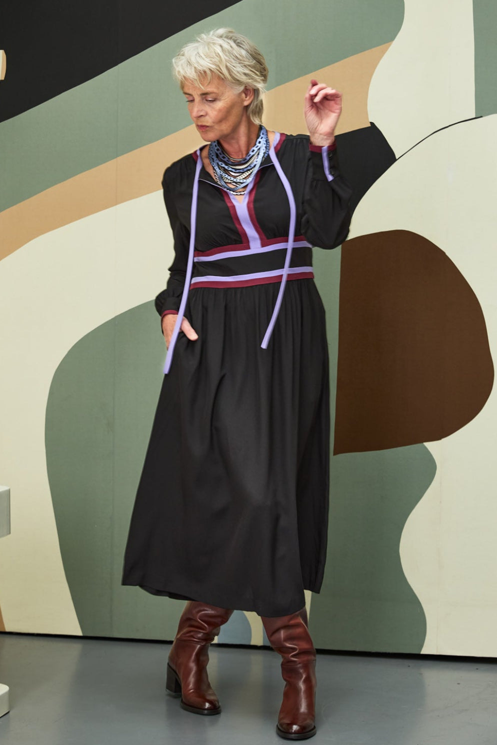 Dress Black Silk Lila Trim