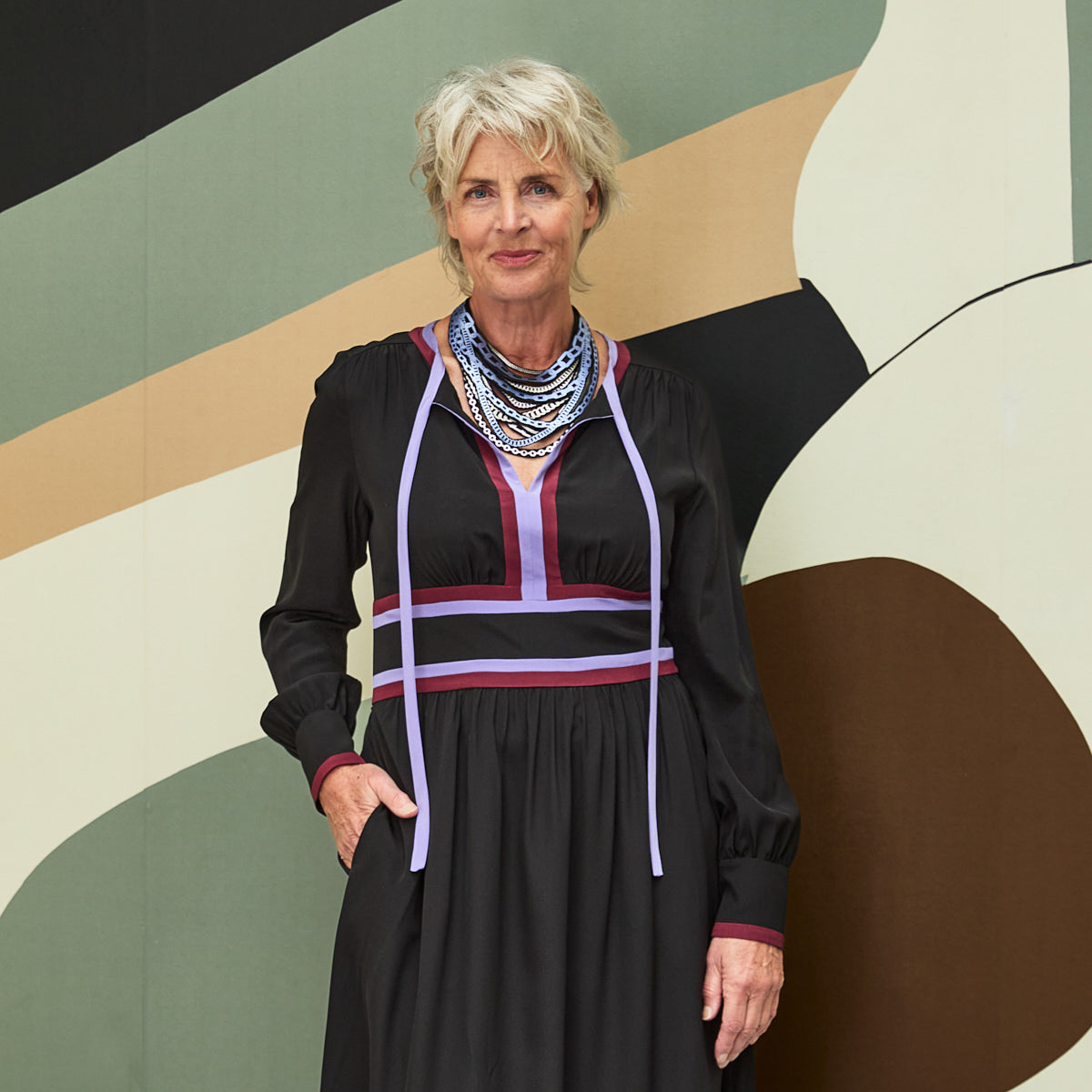 Dress Black Silk Lila Trim